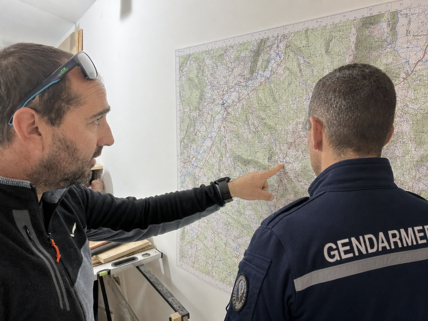 Brice lors d’un briefing avec la Gendarmerie